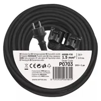 Emos P0703 hosszabbító 20 m 2 aljzat 230 V 1,5 mm2 IP44 fekete gumi #4