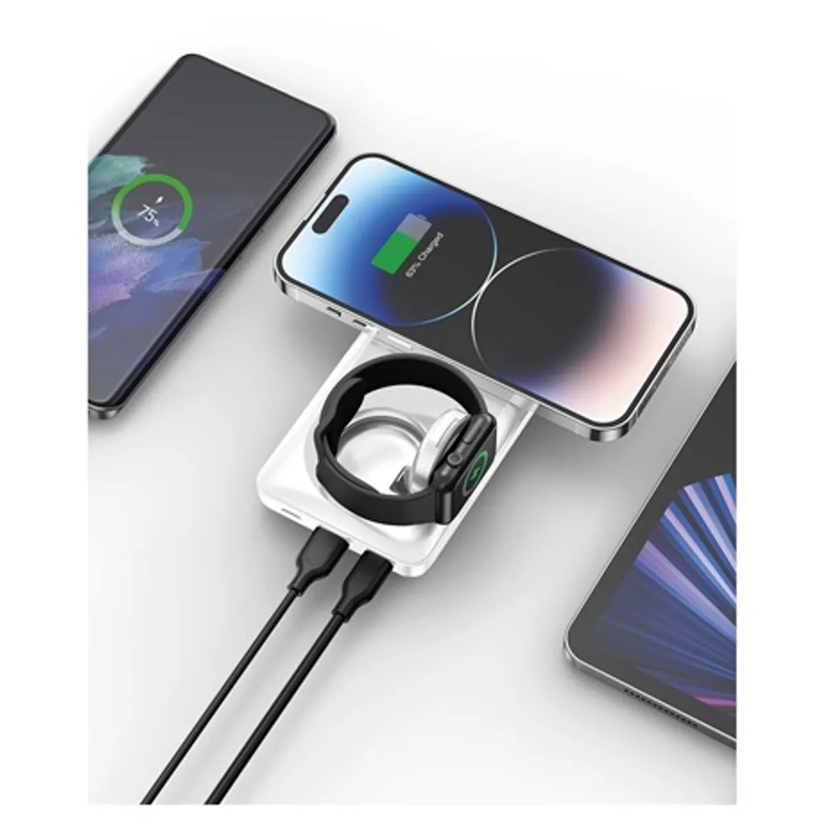 Yenkee YPB 510 POWER BANK 10000 mAh USB-A 22.5W USB-C 7.5W Wireless 15W Apple Watch töltés 3 eszköz egyidejű töltés #4