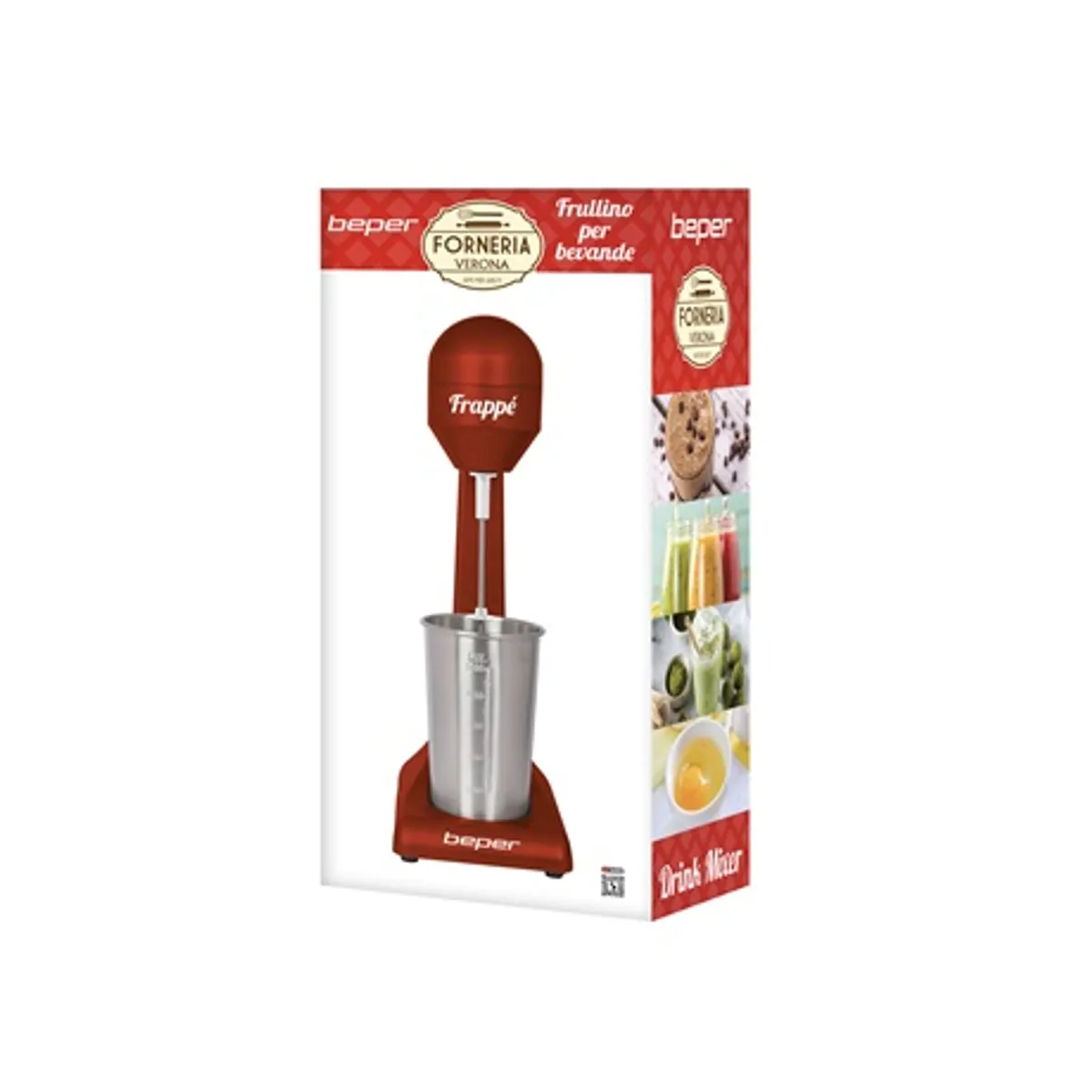 Beper BP.690 tejhabosító és shake készítő 2 sebességfokozat 100W rozsdamentes acél pohár 500 ml mércével #2