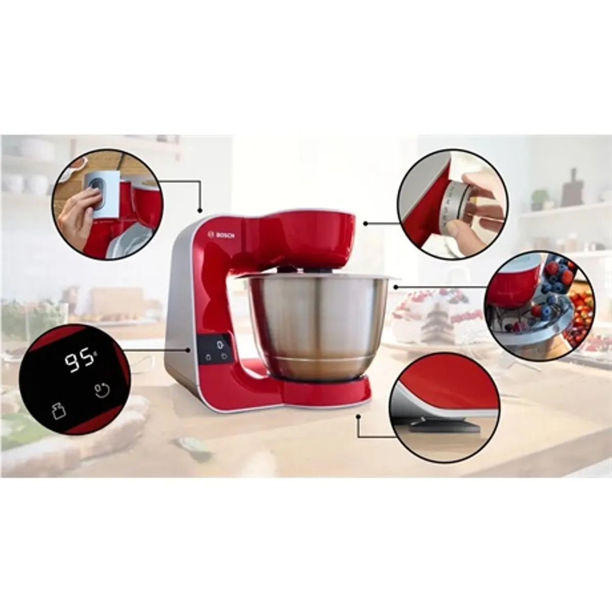 Bosch MUM5X720 MUM5 3,9 L nemesacél tál, beépített mérleg, 1000 W, 7 fokozat és pulzus, tartozéktároló #4