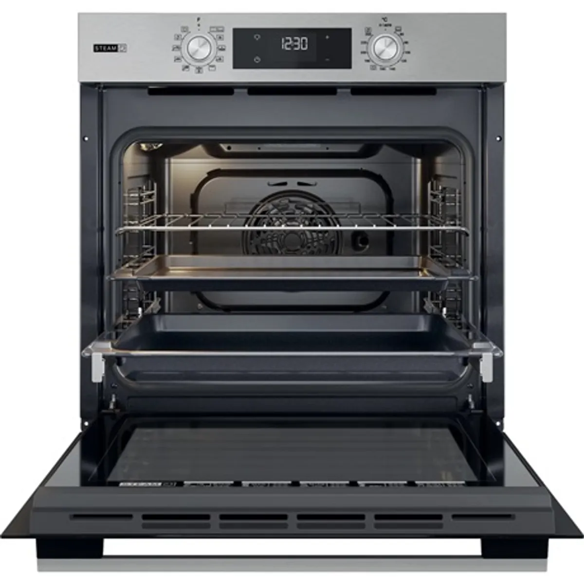 Whirlpool OMSK58HU1SX Beépíthető sütő inox A energiaosztály gőz funkció hidrolitikus tisztítás digitális kijelző teleszkópos sín 71 l 59,5x59,5x55,1 cm #2