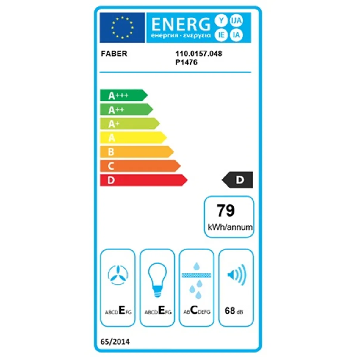 Faber TENDER X A60 Páraelszívó 600 mm energiaosztály D LED világítás zsírszűrő fém kazettás 150 és 120 kimenet 3 sebesség 255-400 m3h 70-125 W 52-68 dB #3