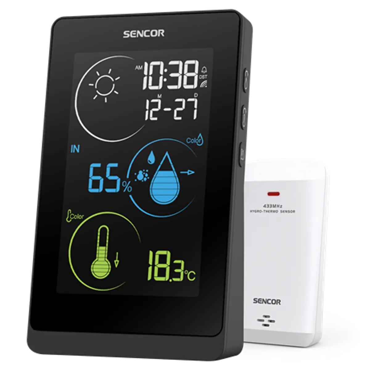 Sencor SWS8800 időjárás állomás 7,13" kijelző beltéri és kültéri hőmérséklet és páratartalom, DCF77 óra, 8 érzékelő csatlakoztatható #1