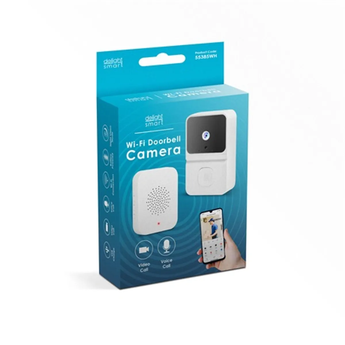 Delight Smart 55385WH Smart Wi-Fi videó kaputelefon kültéri akkumulátoros beltéri USB-C töltés 2 MP kamera 150°/120° látószög IR éjjellátó IP20 #3