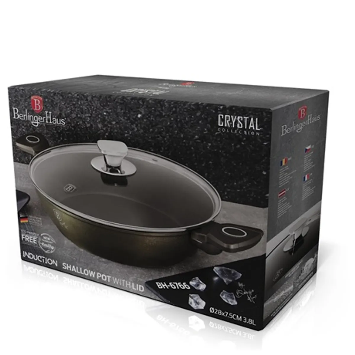 Berlinger Haus BH/6766 Crystal Collection lábas 28 cm 3,8 L kovácsolt alumínium, 3x titán bevonat, tapadásmentes, hőálló üveg fedő, turbó indukciós talp #2