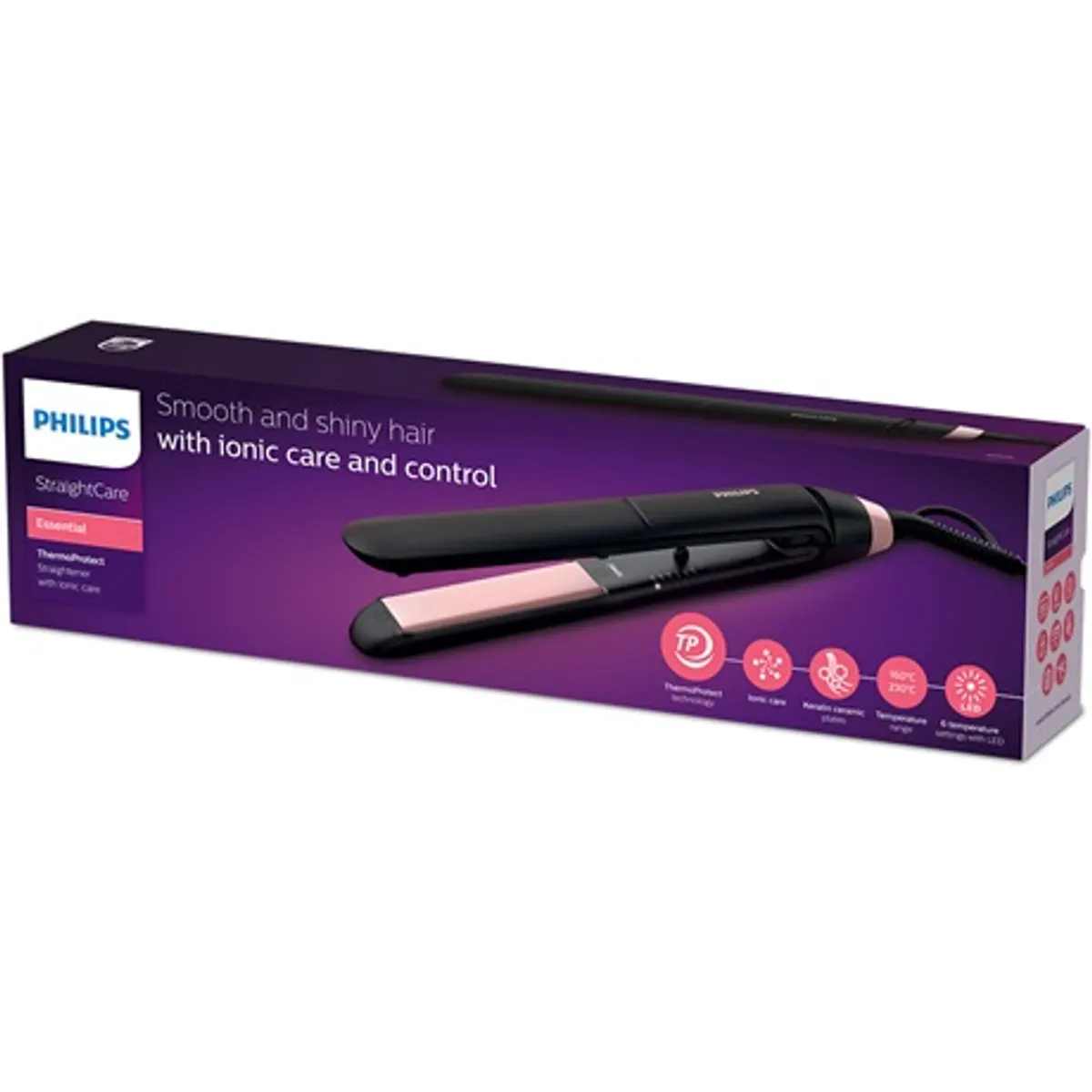 Philips BHS378/00 EssentialCare hajegyenesítő keratinlapok 100 mm ThermoProtect 160-230 C 6 LED 110-240V Automatikus kikapcsolás #4