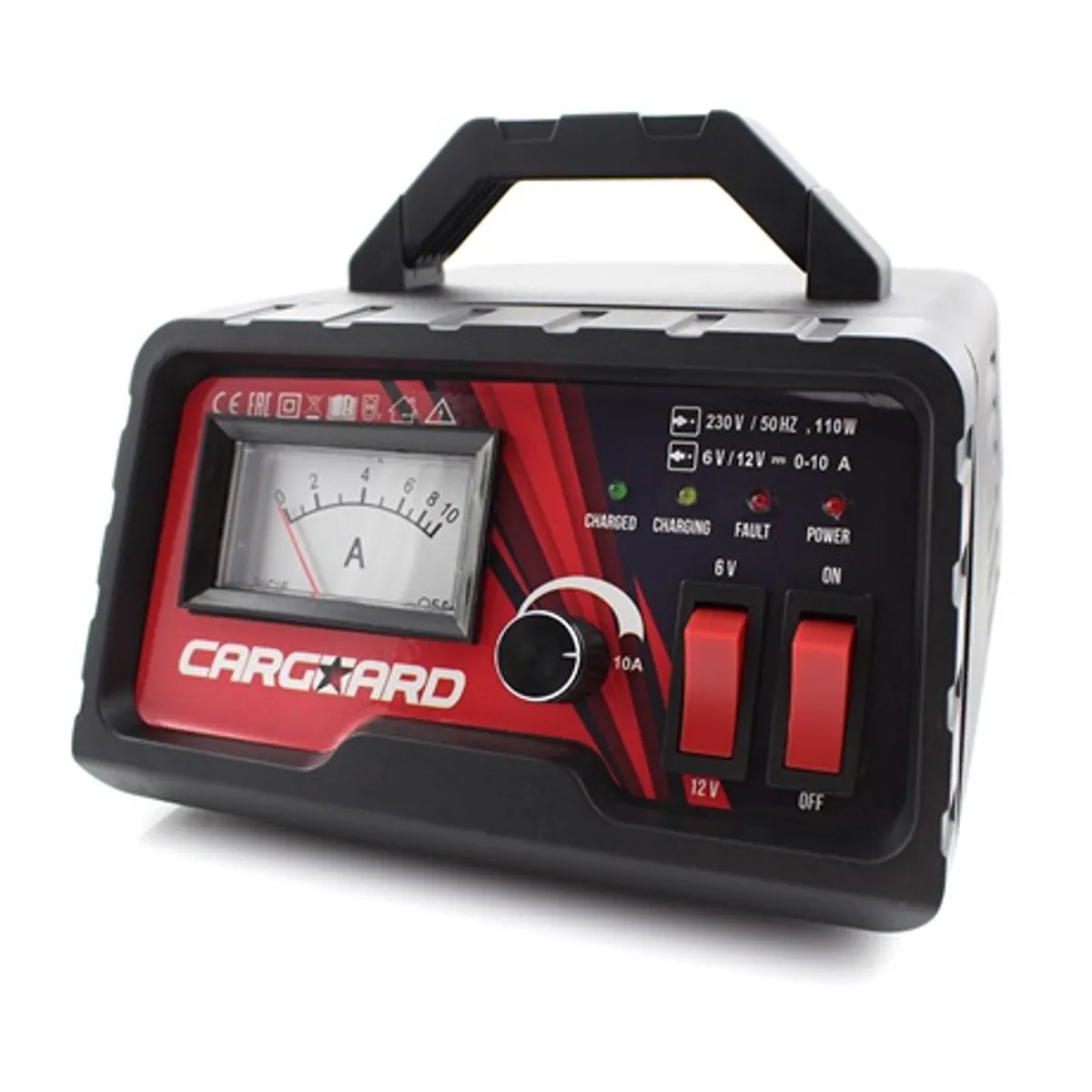 Carguard 55777C Akkumulátor töltő 6-12V 0-10A analóg kijelzés 180 cm kábel #1