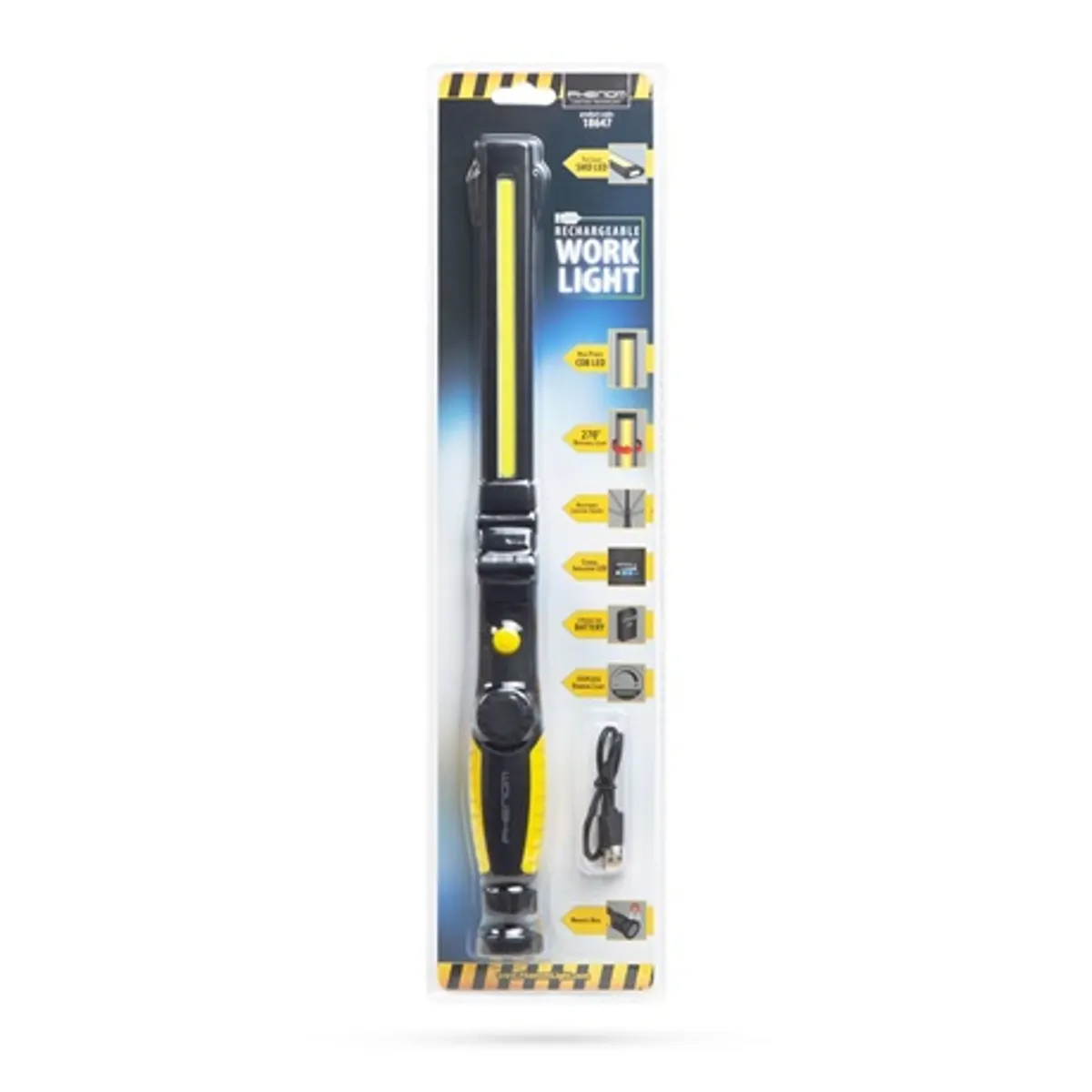 Phenom 18647 COB LED munkalámpa 5W 300+70 lm 360 fok fej mágneses talp Li-ion 1800 mAh MicroUSB töltés töltésjelző IP32 #10