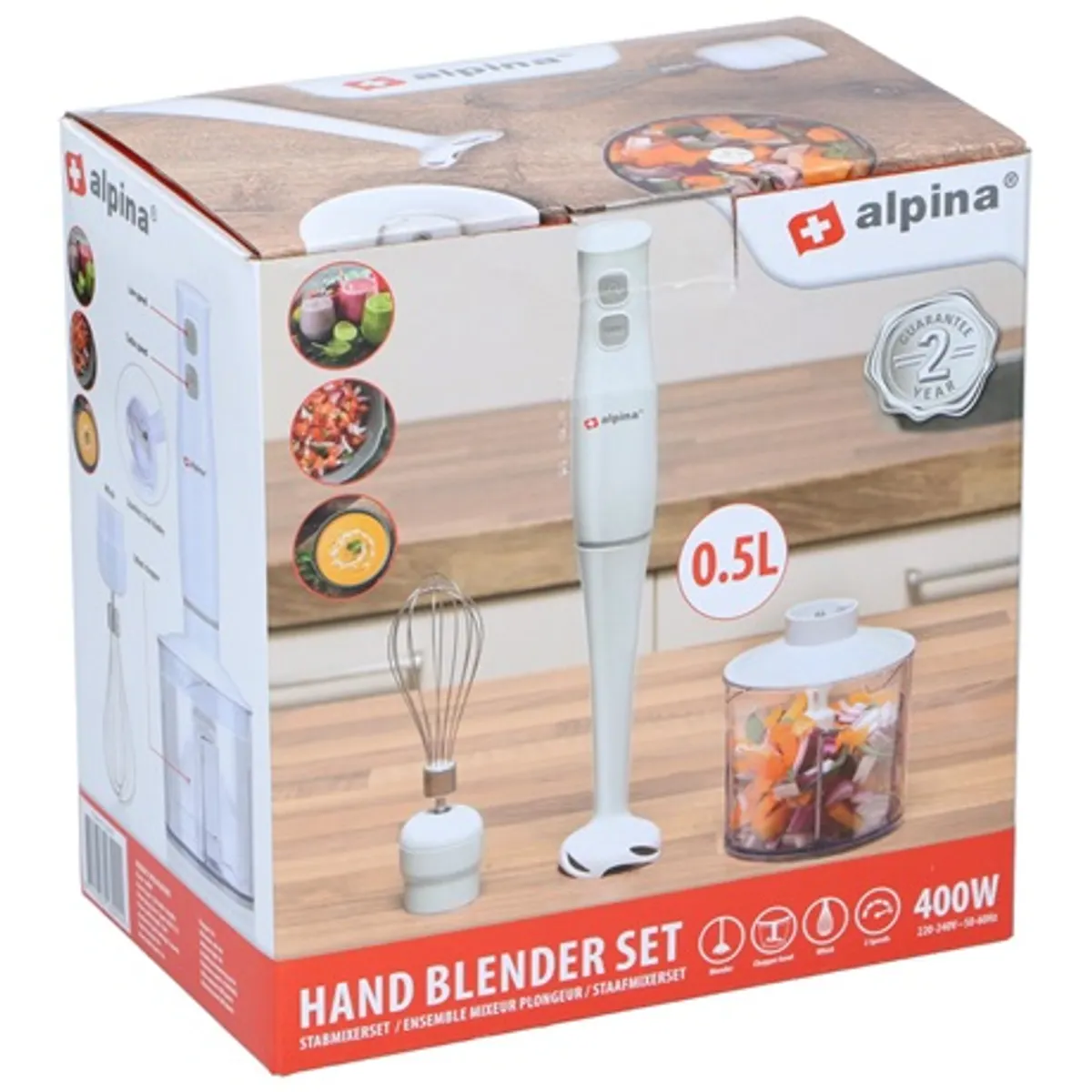 Alpina 23092 Botmixer szett 400W 500ml rozsdamentes acél pengék 2 fokozat habverő #2