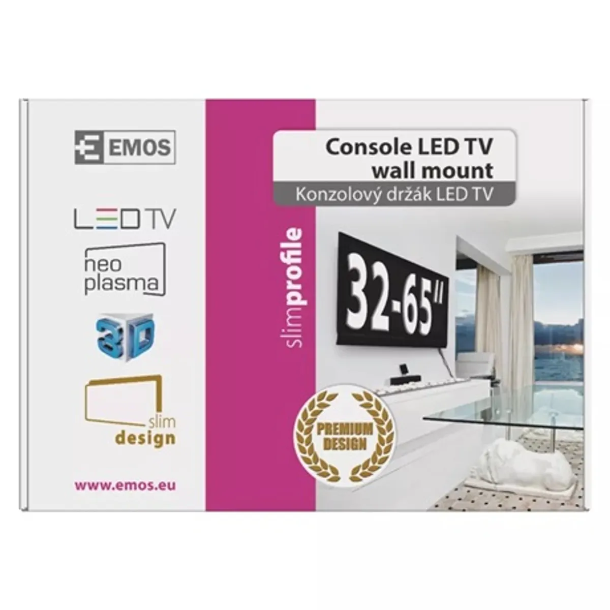 Emos KT3364 fali konzol 32-65" 81-165 cm, VESA 200x200-600x400 mm, terhelhetőség 40 kg, dőlésszög -15°, forgathatóság nem, távolság 59-635 mm, csavaros rögzítés #2