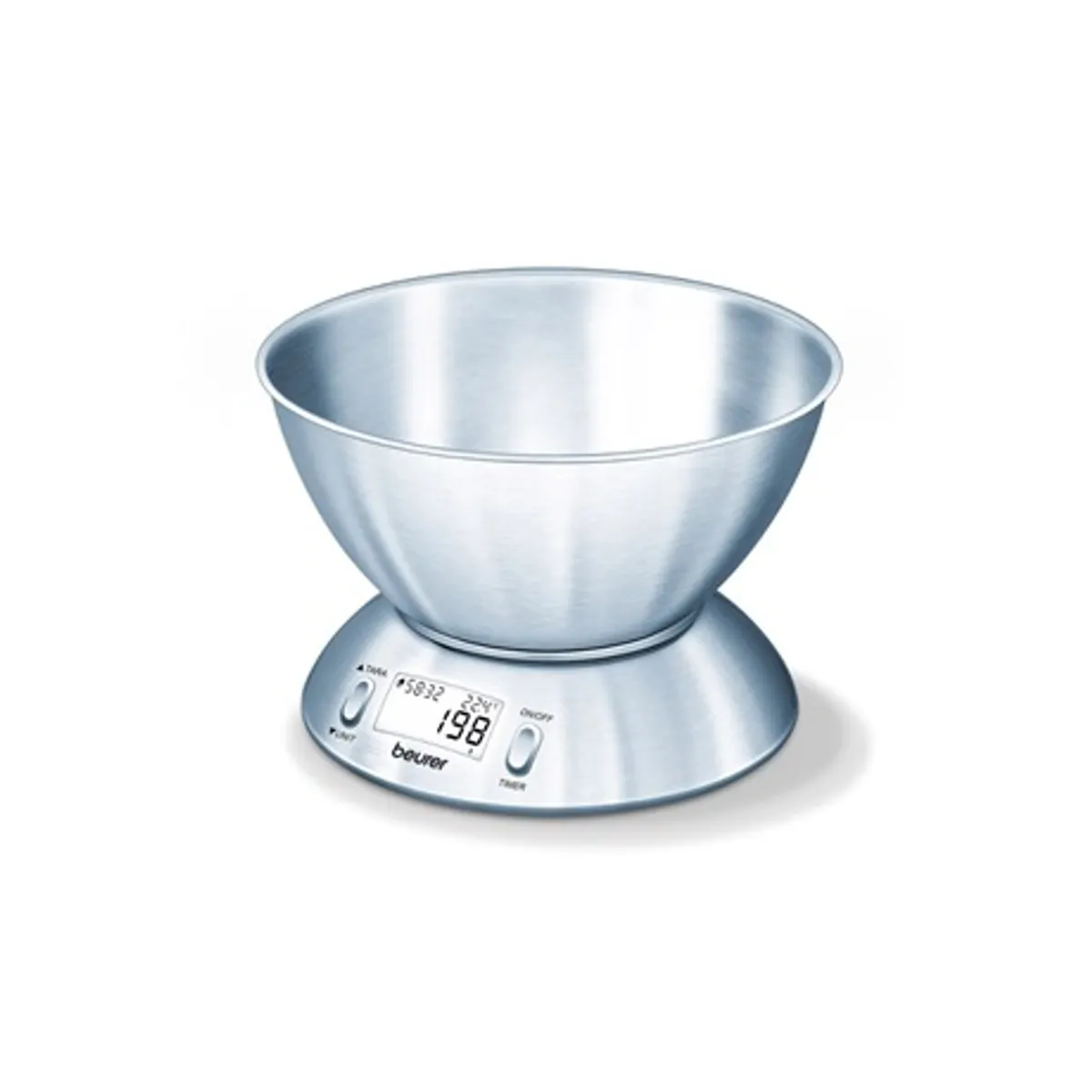 Beurer KS 54 konyhai mérleg tálas inox 5 kg 1 g 1,5 l időzítő helyiség-hőmérő #1