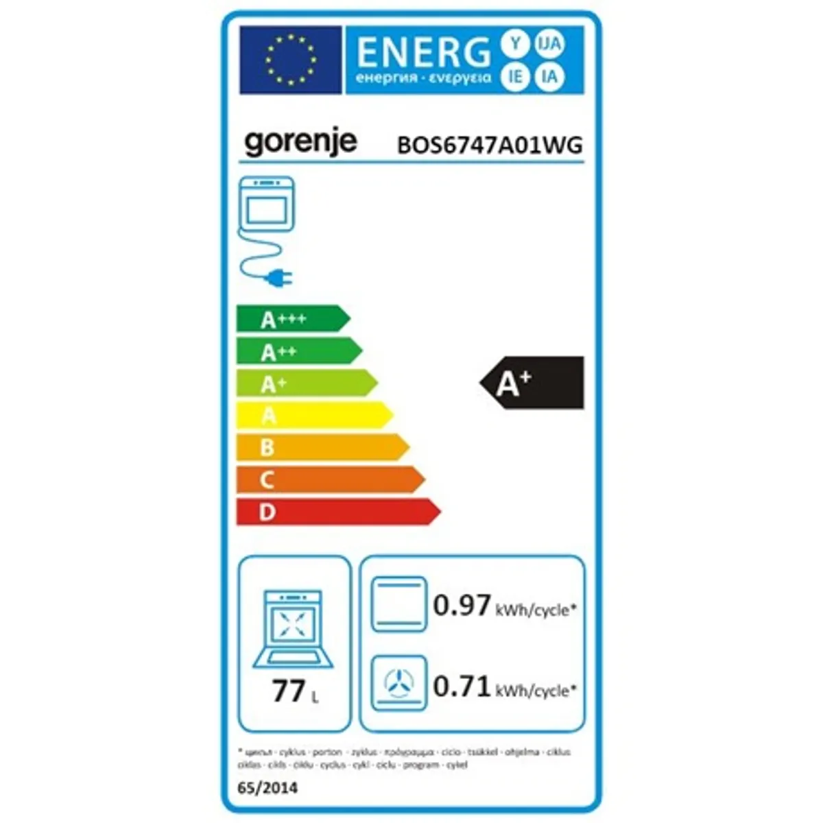 Gorenje BOS6747A01WG beépíthető sütő 77 l grill 2300 W #6