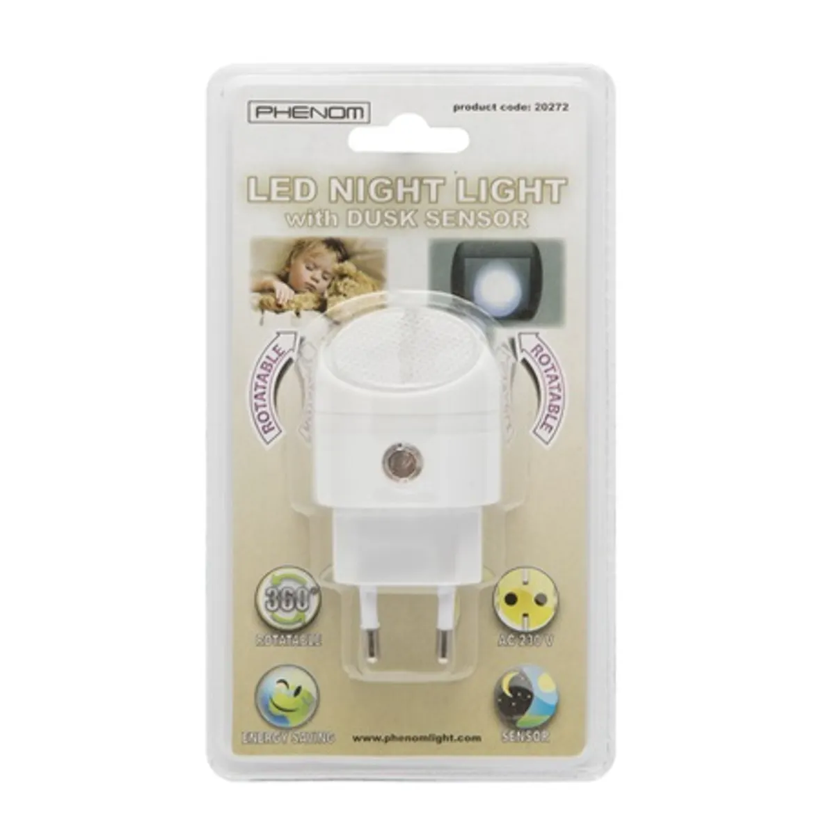 Phenom 20272 led éjszakai fény forgatható fej fényérzékelő beltéri hideg fehér #5