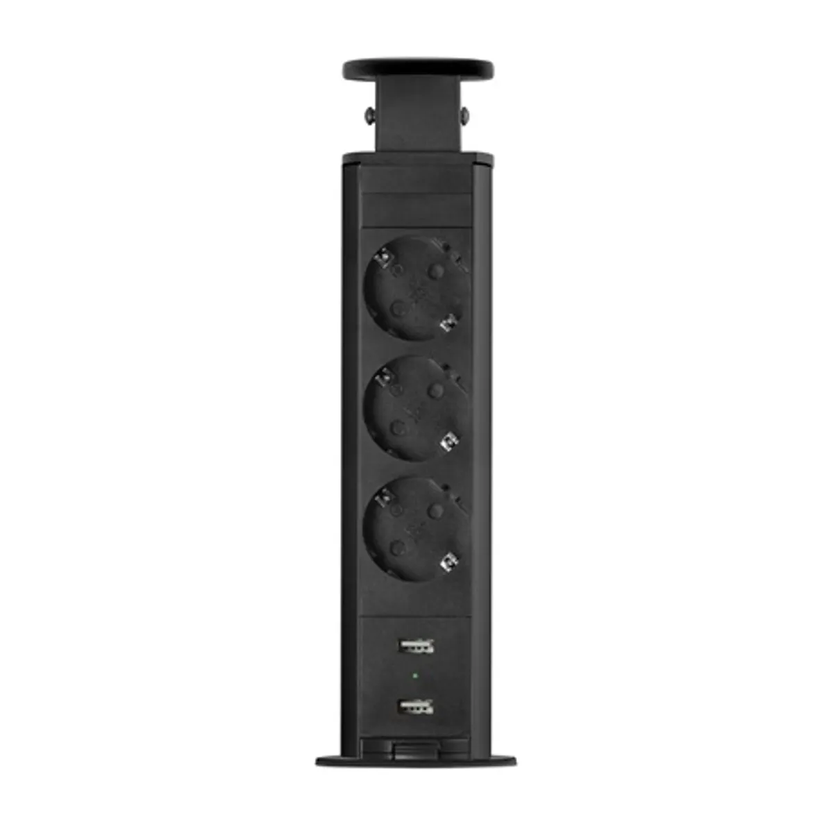 Delight 20430MBU rejtett elosztó 3 aljzat és 2 USB csatlakozó fém ház matt fekete #2