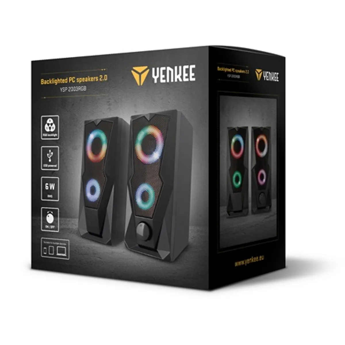 Yenkee YSP 2003RGB Hangfal 2.0 RGB USB 5V 1A 2x 2.5in hangszóró 4ohm 160Hz-20kHz 6W RMS #5