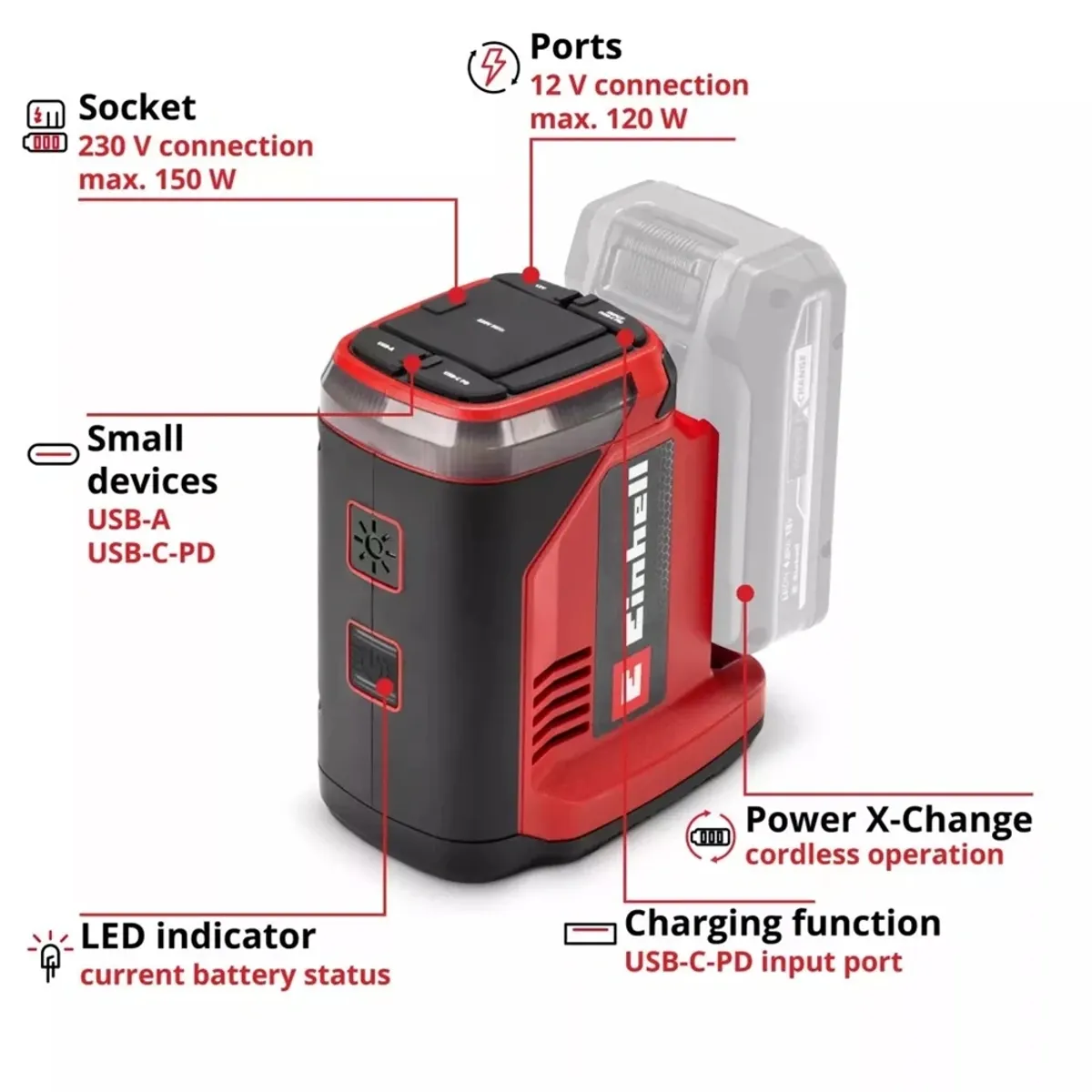 Einhell TE-ES 18 150 1 Li-C-Solo akkumulátoros energiaállomás Power X-Change #2