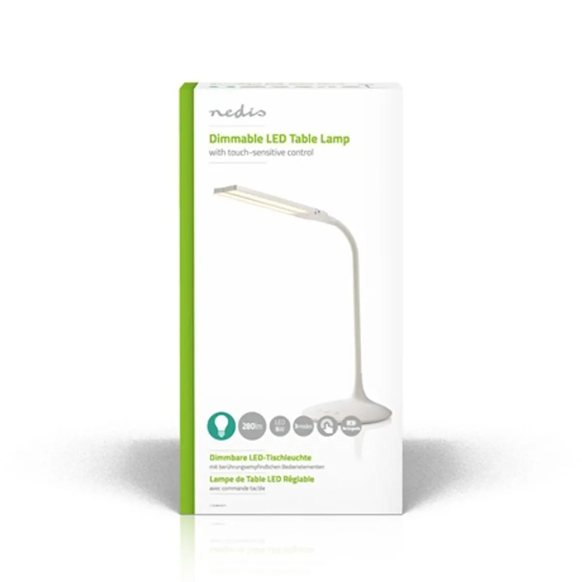 Nedis LTLG3M1WT4 állítható fényerő led asztali lámpa érintésvezérlés 3 fénybeállítás forgatható fej időzítő 40 perc usb #3
