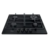 Whirlpool TKRL 661 NB Beépíthető gázfőzőlap 4 égő front kezelőpanel metán antracit 580 mm