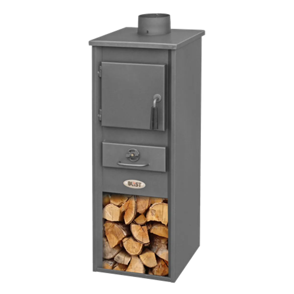 Blist EKONOMIK LM N Kandalló szabadonálló sötét szürke acél samott burkolat külső 330x365x940 mm lángtér 290x300x375 mm füstcső átmérő 120 mm #2