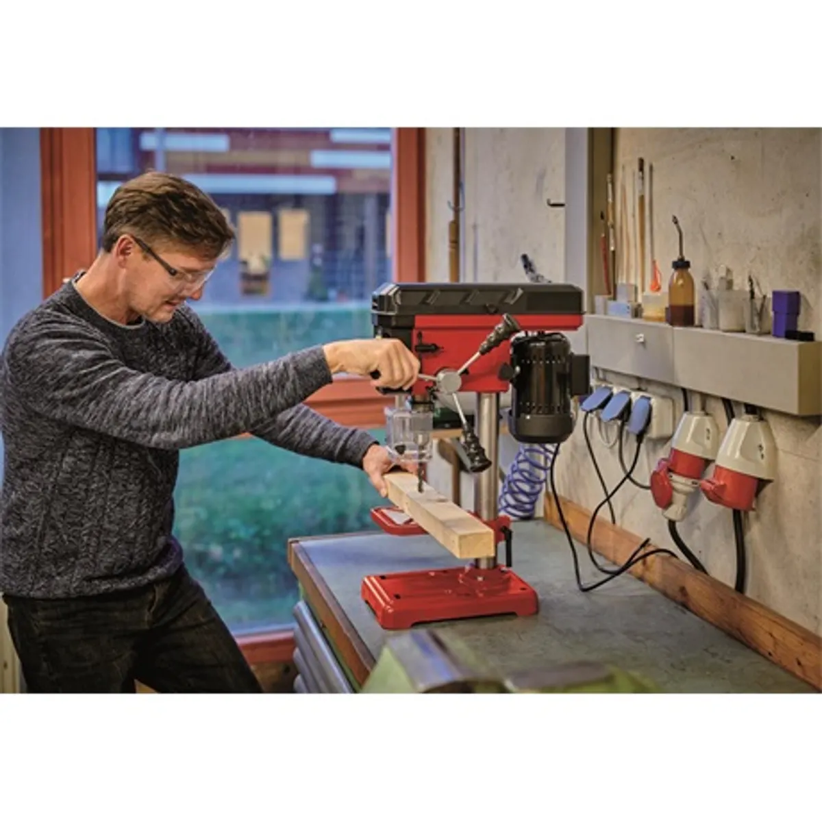 Einhell TC-BD 450 állványos fúrógép ötfokozatú fordulatszám-szabályozás 1.5-13 mm tokmány 50 mm furatmélység forgatható-dönthető munkaasztal #5