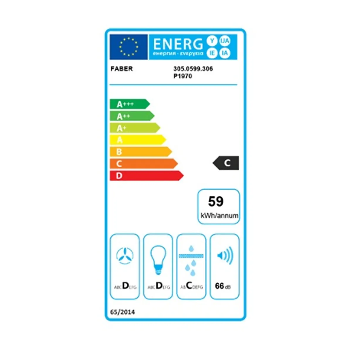 Faber INKA SMART C LG A70 Páraelszívó beépíthető 700mm 3 fokozat 160-335 m3h 230-280 Pa 80-115 W 54-66 dB 2x LED fém zsírszűrő 150-120 mm #4