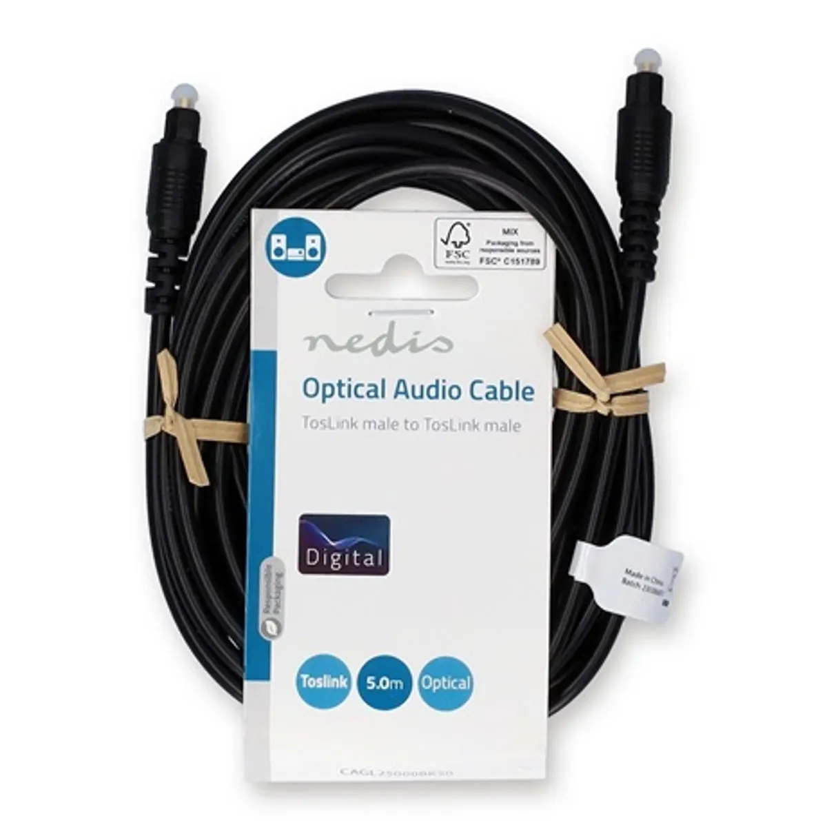Nedis CAGL25000BK50 optikai audió kábel TosLink dugó, hossz 5m, fekete #3