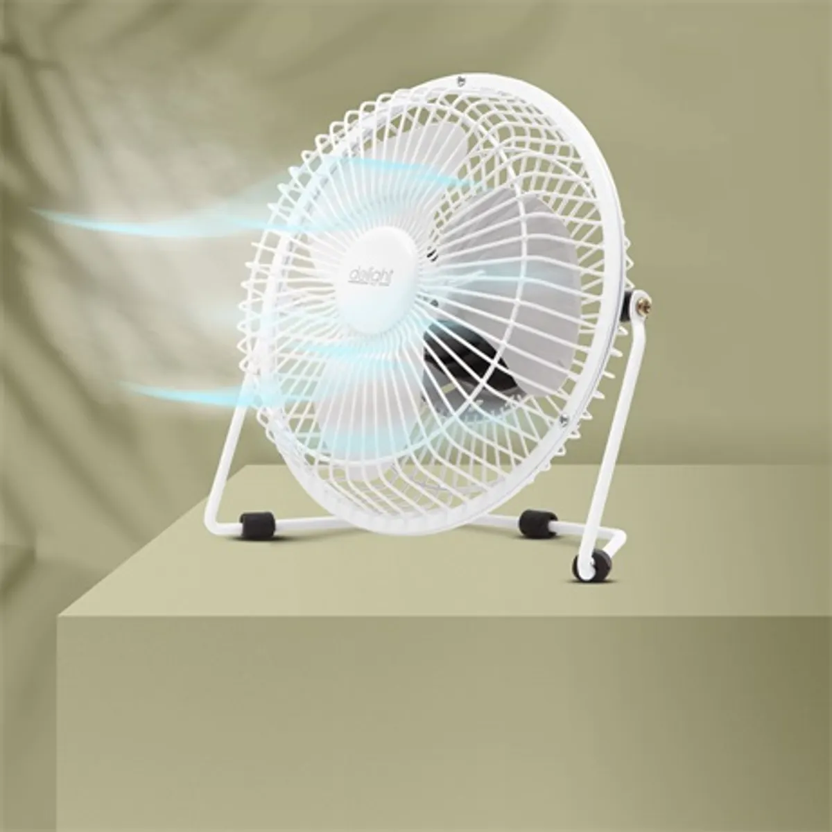 Delight 51110WH USB asztali ventilátor 18 cm 5V 1,75W fém lapát ketrec állítható dőlésszög körbeforgatható #1