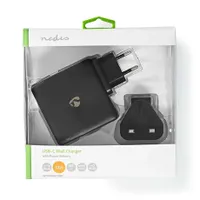 Nedis WCPD65W110BK fali töltő PD3.0 65W 2x USB-C automatikus feszültség kiválasztás EU UK csatlakozóval #10