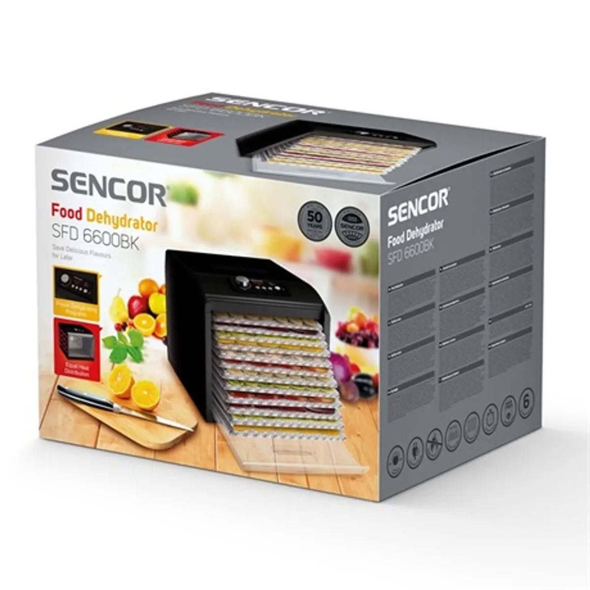Sencor SFD6600BK aszaló 12 tálca 5 program 1,18 m2 35-70C vízszintes levegő #8