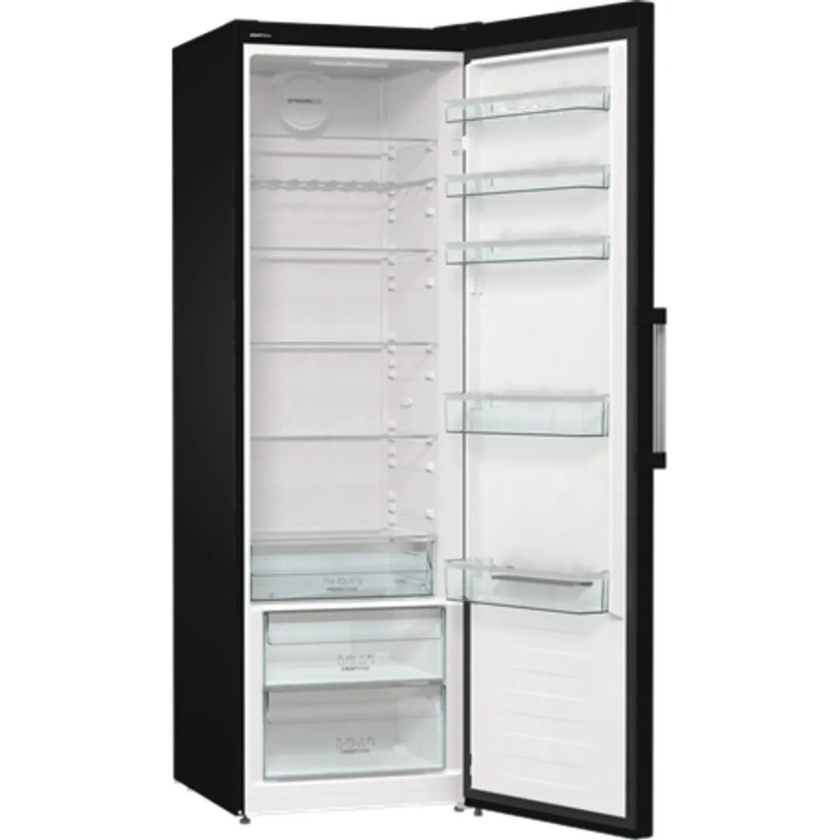 Gorenje R619EABK6 egyajtós hűtő alulfagyasztóval fekete 60 cm szélesség 398 l űrtartalom LED kijelző energiaosztály E #1