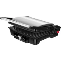 MPM MGR-09M kontakt grill 2000W rozsdamentes ház tapadás-mentes sütőfelület állítható lemezmagasság 3 üzemmód 0-270C zsírgyűjtőedény 2db