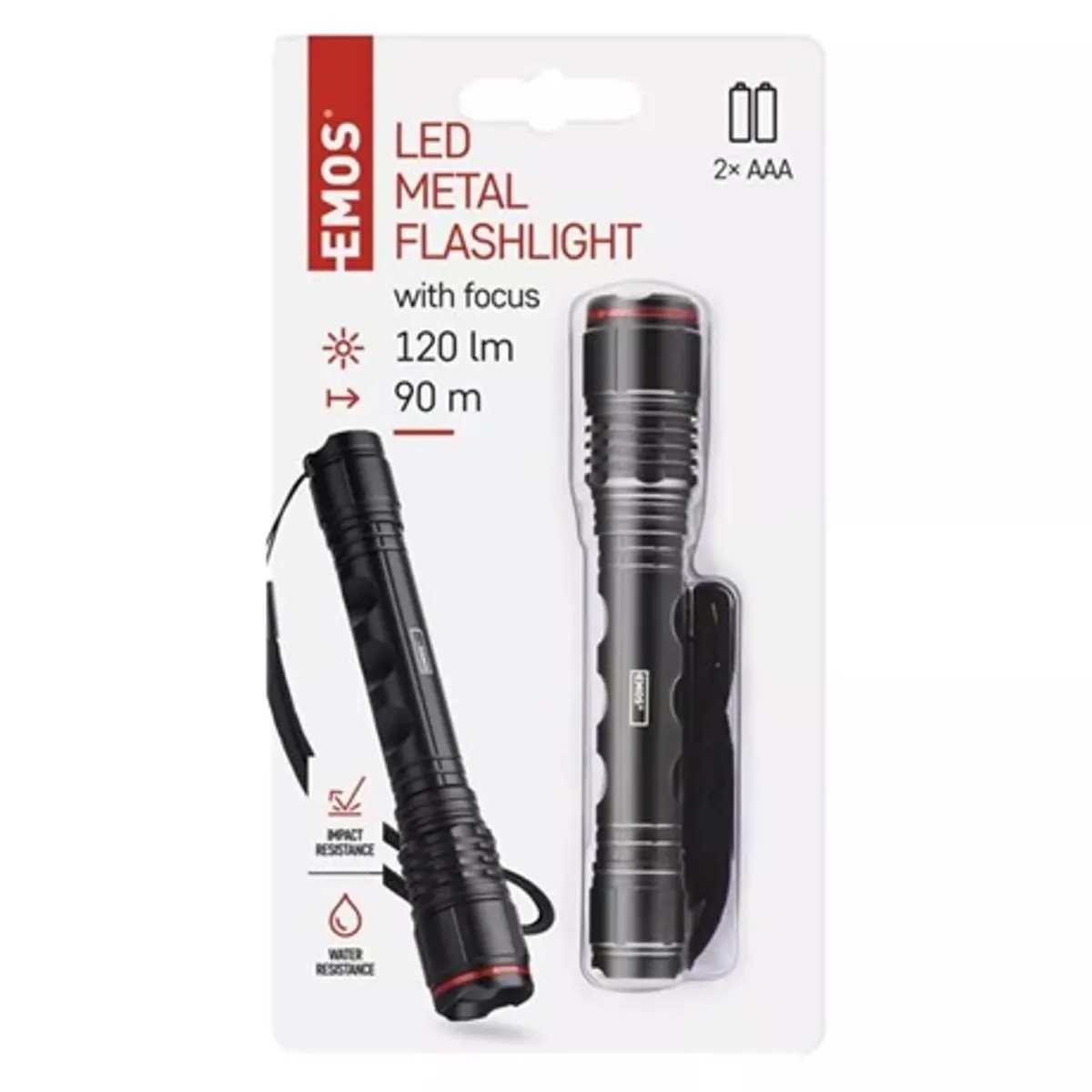 Emos P3113 elemlámpa fókuszálható, 120 lm, 2xAAA, alumínium, IP44, fekete #4