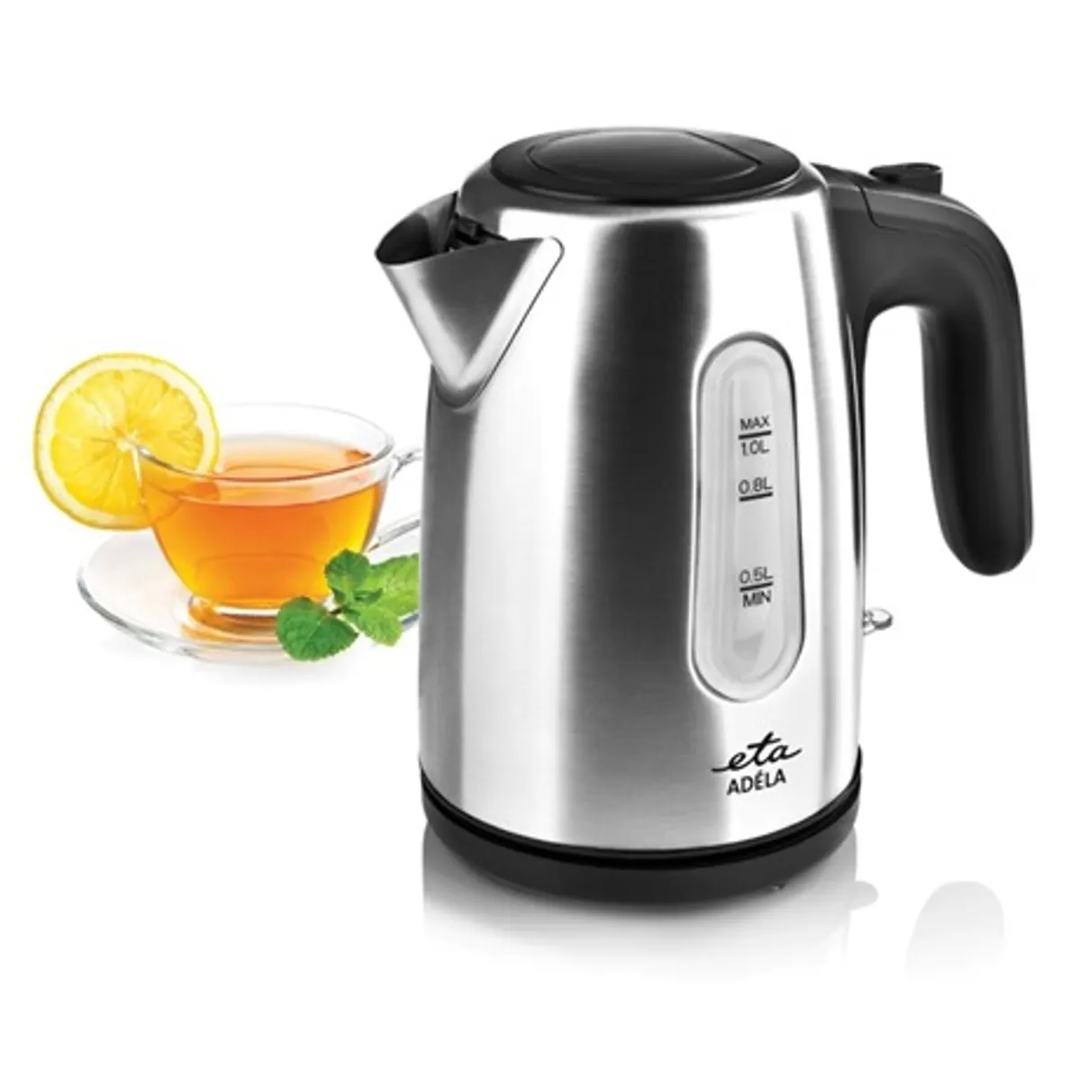 Eta 160490000 Adéla rozsdamentes vízforraló 1,0 l 1600 W automatikus kikapcsolás hőbiztosíték kivehető szűrő #1