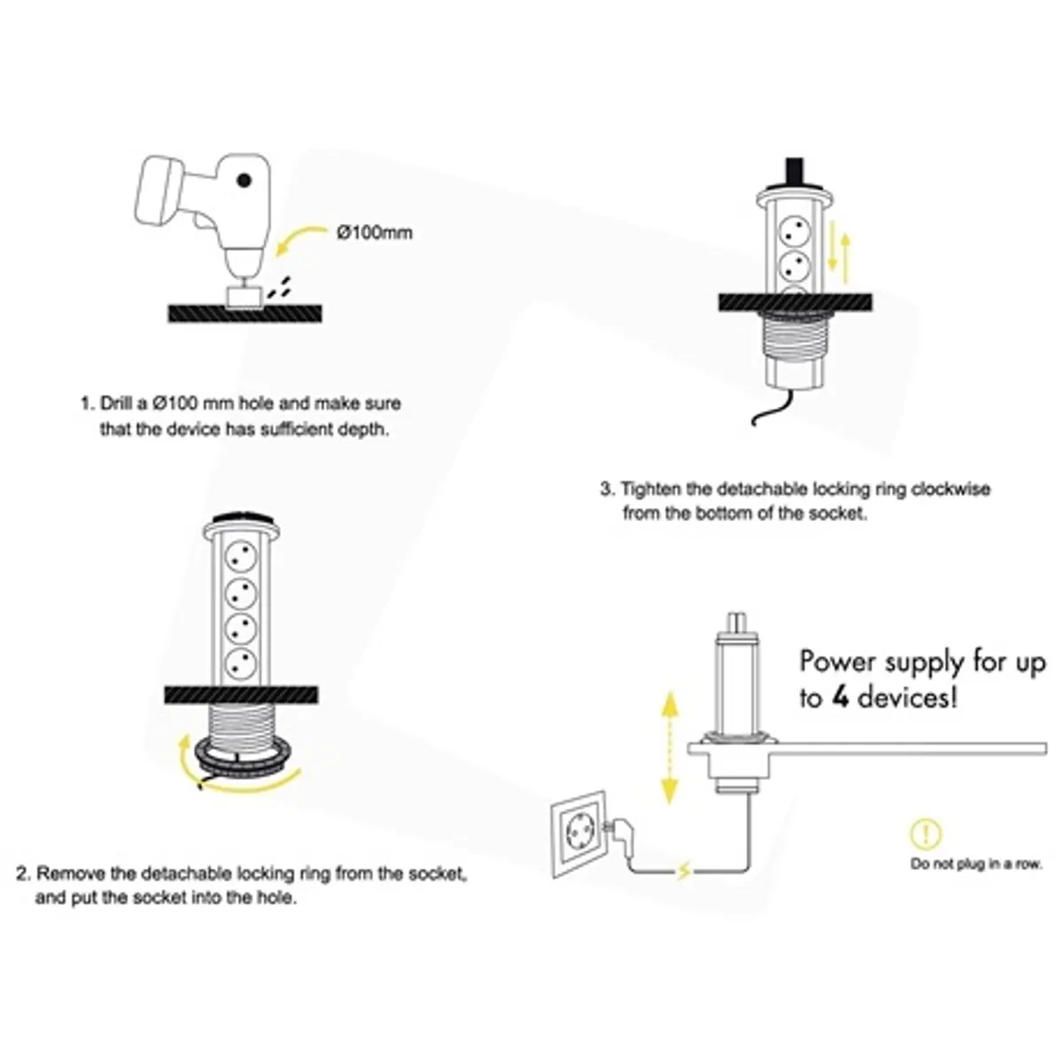 Entac EVSE1.5G4-1.5 függőleges elosztó 4 foglalat 1,5 m kábel 250 v 16 a ip20 3680 w schuko #2