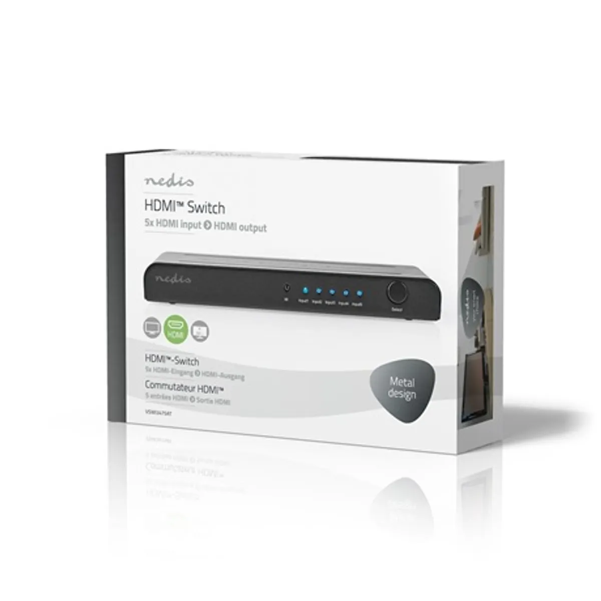 Nedis VSWI3475AT HDMI kapcsoló 5x HDMI bemenet 1x HDMI kimenet 4K60Hz 18 Gbps fém antracit távvezérlő #6