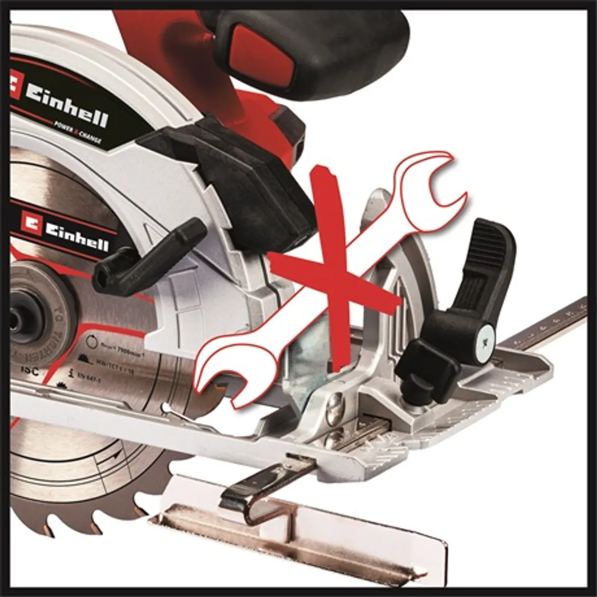 Einhell TE-CS 18/165-1 LI - SOLO Akkumulátoros kézi körfűrész 165 mm, 4200 min-1, LED világítás, porelszívó, szerszám nélküli beállítás #2