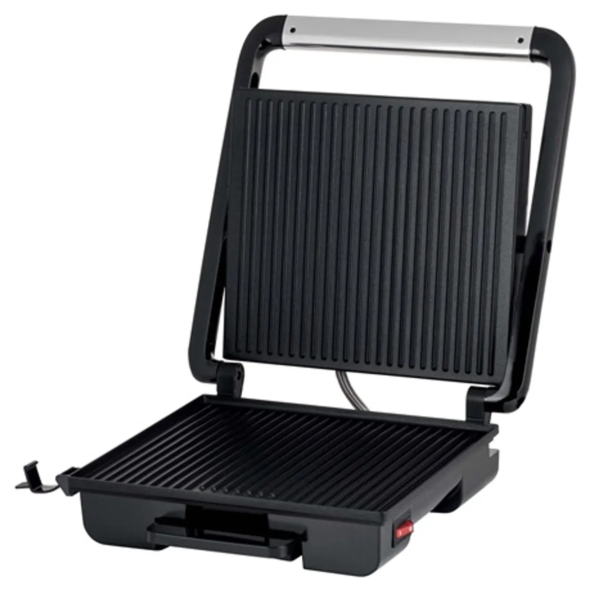 Sencor SBG 3710SS kontakt grillsütő bordázott grillfelület tapadásmentes sütőlap, 2000 W, 90 fokos nyitás, hőszigetelt fogantyú #1