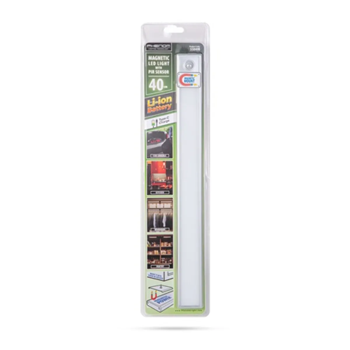 Phenom 55840B LED bútorvilágítás PIR mozgásérzékelővel akkumulátoros mágneses rögzítés Type-C USB töltés 400x40x9 mm #6