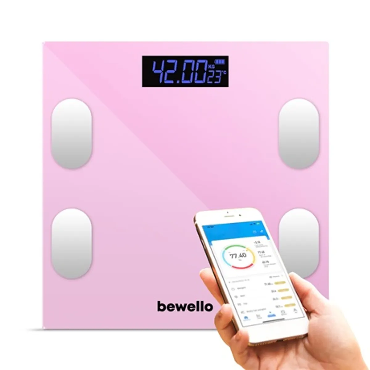 Bewello BW3015 okos mérleg rózsaszín edzett üveg Bluetooth 4.0 vagy újabb 0,1 kg pontosság 0,2-180 kg #1