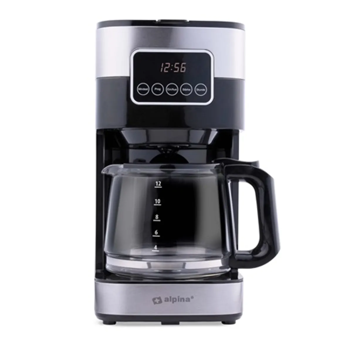 Alpina 47347 Kávéfőző filteres 1,5 l tartály 900 w 230 v 12 csésze digitális érintő kijelző melegentartó automatikus kikapcsolás csúszásmentes talpak 75 cm kábel #10