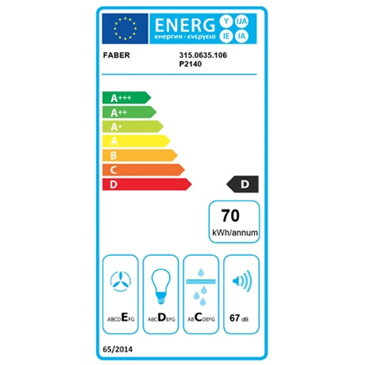 Faber FLEXA NG GLASS BK A60 Páraelszívó beépíthető 600 mm fekete, elektromechanikus vezérlés, 2x LED, fém szűrő, kivezetés 150-120 mm, 180-310 m3h #5