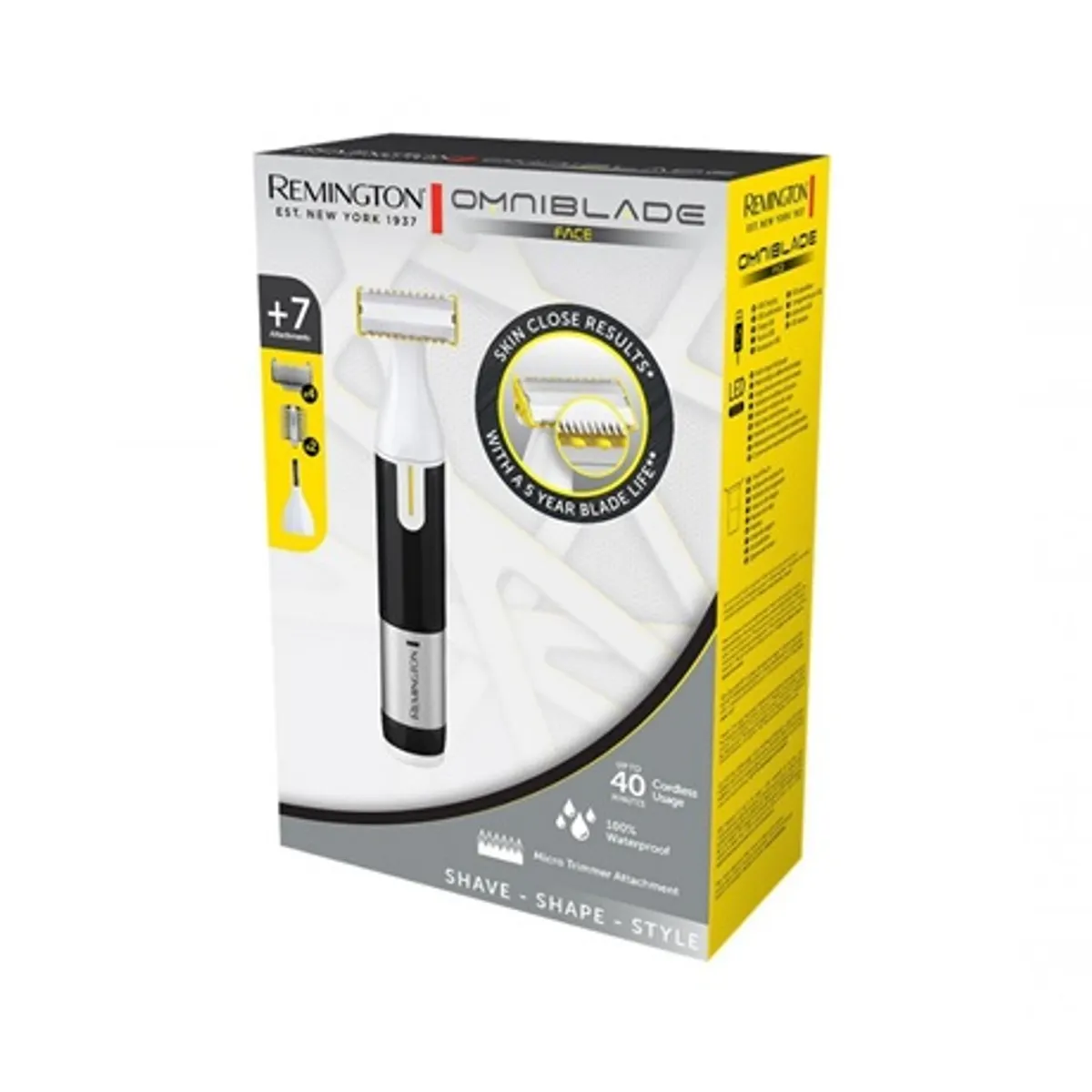 Remington HG2000 Omniblade Advance arcszőrzet igazító 0,15 mm bőrközeli eredmény 7 cserefej 35 mm fő vágókés 40 perc 5 év pengeélettartam #4