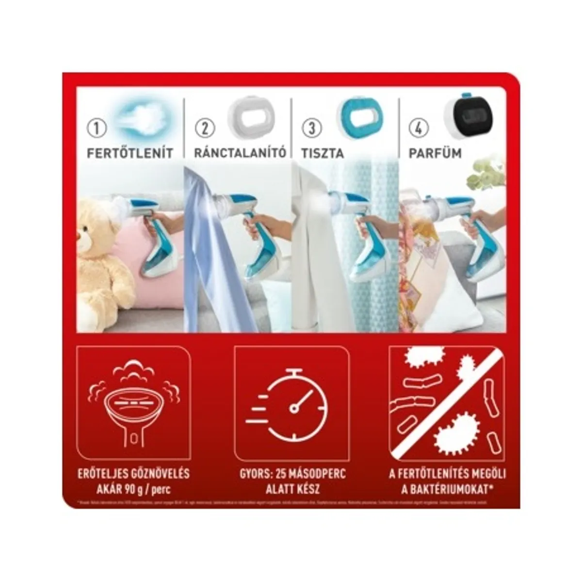 Tefal DT9530E1 Pure Tex kézi ruhagőzölő 4 az 1-ben fertőtlenít kisimít tisztít illatosít #2