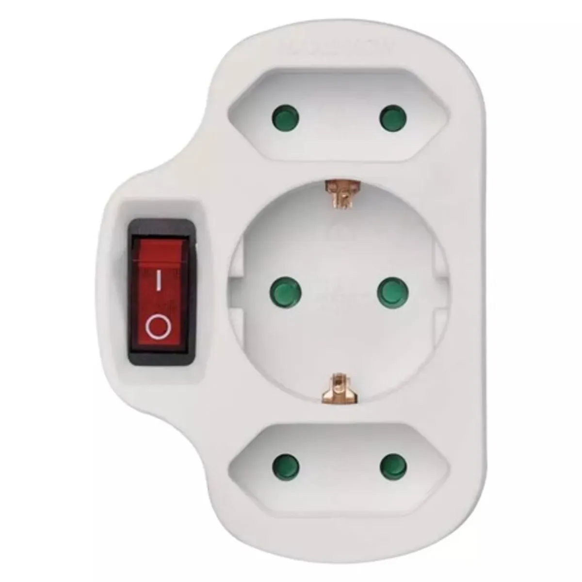 Emos P00282 elosztó kapcsolóval 3 aljzat 250 V 16 A fehér műanyag ip20 gyerekzár #1