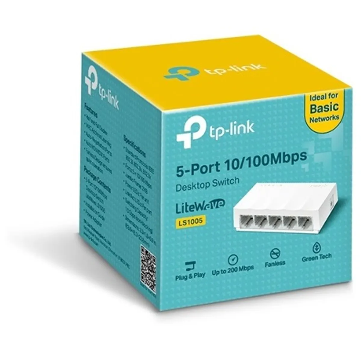 TP-Link LS1005 LiteWave 5-portos asztali switch, 10-100 Mbps, Auto-Negotiation, Auto-MDI-MDIX, zöld Ethernet #4