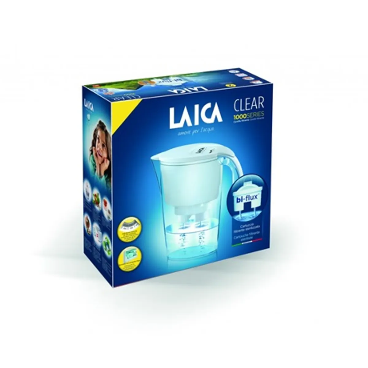 Laica J11AB CLEAR LINE vízszűrő kancsó 2,25L 1,25L szűrt víz, mechanikus szűrőcsere emlékeztető, biztonsági fedél, univerzális bi-flux betét #2