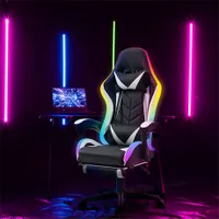 Bemada BMD1115BK Gamer szék RGB LED távirányítós állítható magasság 120 kg terhelés fekete-fehér #2