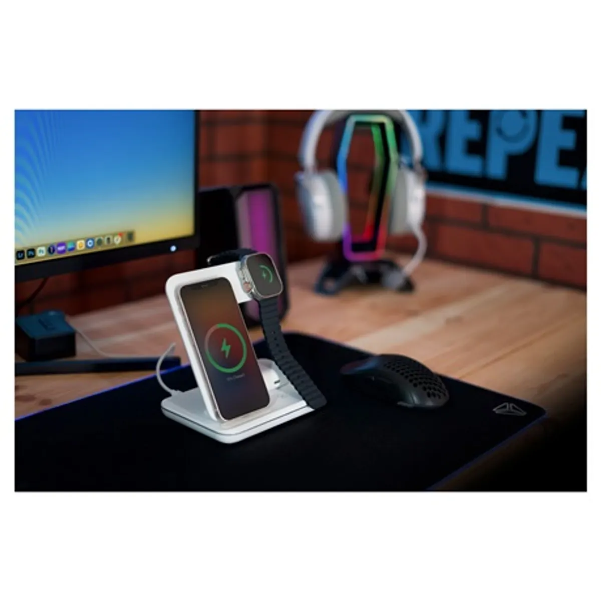 Yenkee YAC 5301 WH Vezeték nélküli töltő 15 W 3 az 1-ben Qi kompatibilis iPhone Watch AirPods #6