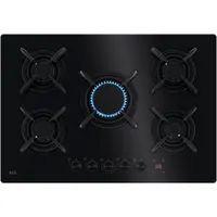 AEG HKB75453NB gázfőzőlap üveglapos fekete 74 cm 4 égő 5 kovácsoltvas edénytartó 9 lépéses gombos vezérlés StopGo 220-240V #1