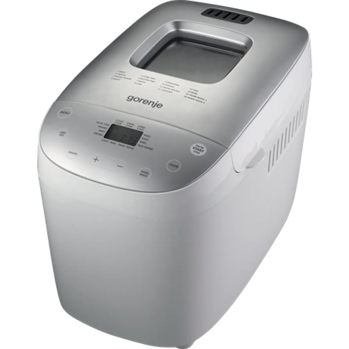 Gorenje BM1600WG kenyérsütő-gép 850 W 13 órás késleltetés 1125-1600 g kenyérméret 16 program gluténmentes joghurt lekvár melegen tartás LCD ezüst #1